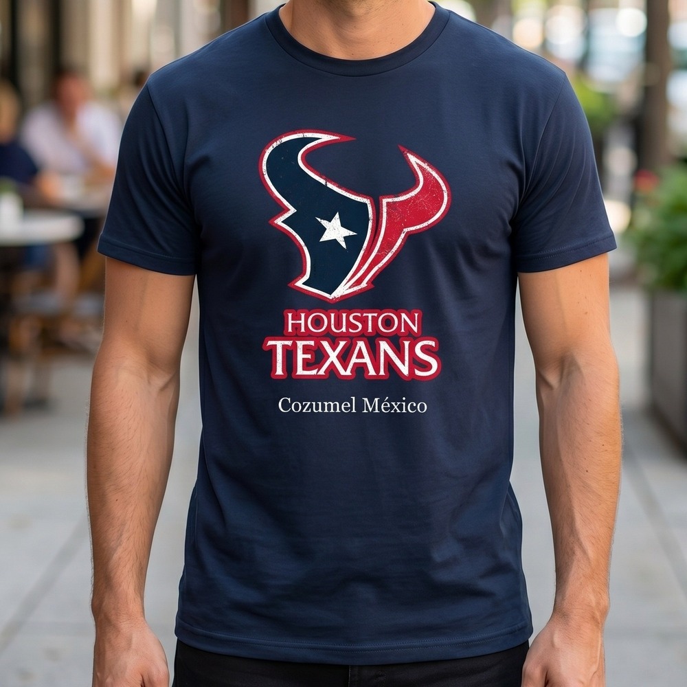 Houston Texans Cozumel Mexico Graphic‎ T-Shirt Navy Blue Mens NFL Football